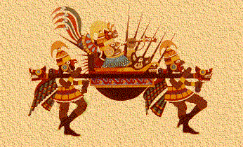 Personajes Moche cargando en litera