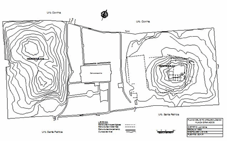 Foto 5. Plano del Sitio Arqueológico de Huaca Granados, digitalizado por el autor del presente articulo